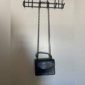 Black Croc Chain Crossbody
